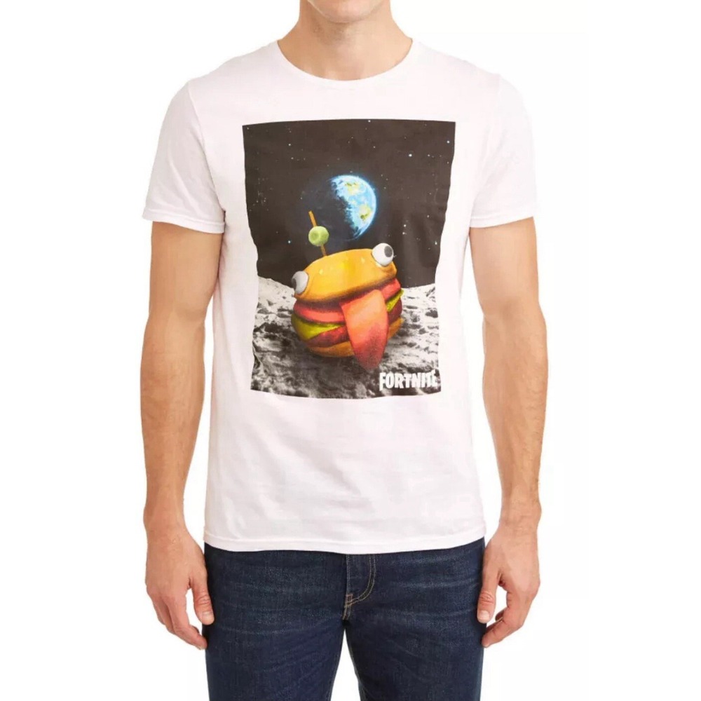 Fortnite Durr Burger Video Game Burger Space Short Sleeve‎ White Size LG (42/44)